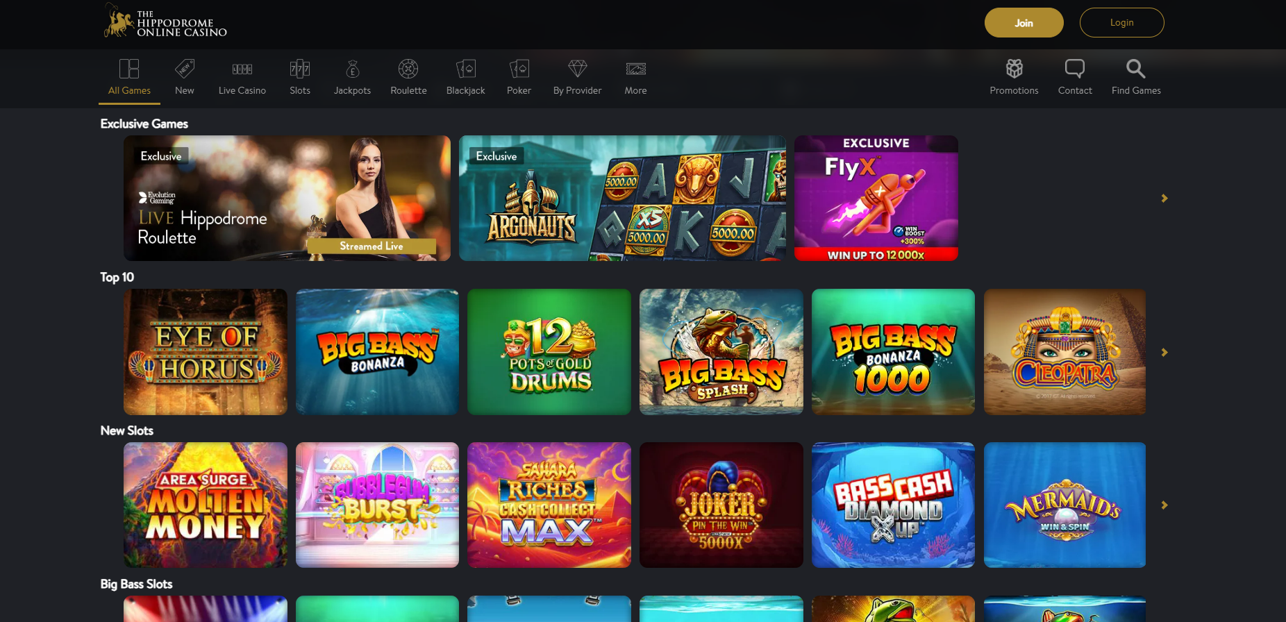 Hippodrome Online Casino screenshot